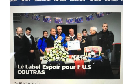 Le Label Espoir pour l'US COUTRAS