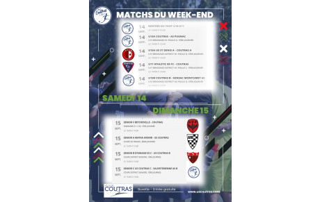 Matchs du Week-end du 14 et 15 septembre 2024