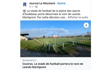 Le stade de football portera le nom de Leardo Martignoni